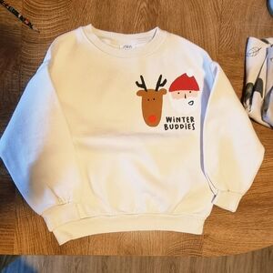 Zara Kids Winter Buddies Sweatshirt - White